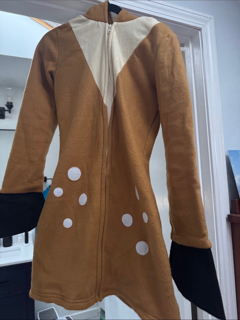 Leg Avenue Brown and White Hooded Cape with Black Cuffs